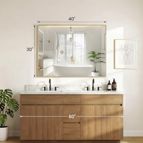Sweetcrispy Bathroom Mirror for Over Sink, 30" x 40" Rectangle