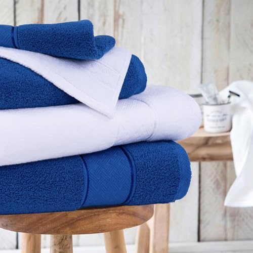 COZYART Bath Towel Set 6 PCS, Royal Blue Luxury 100% Turkish Cotton 650GSM