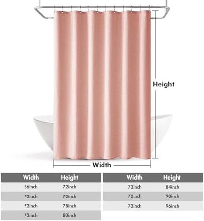 MIULEE Linen Fabric Shower Curtain Blush Pink W72*L72 12 Metal Hooks