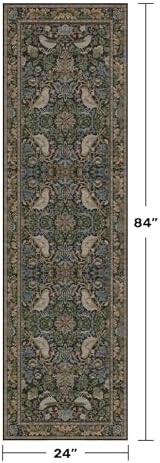 Floral Kitchen Runners - 2x7 Long Runner Rug for Hallway Bathroom Laundry Room Bedroom Beside Bed Entryway, Boho Birds Leaves Patterned Non Slip Low Pile Washable Rugs