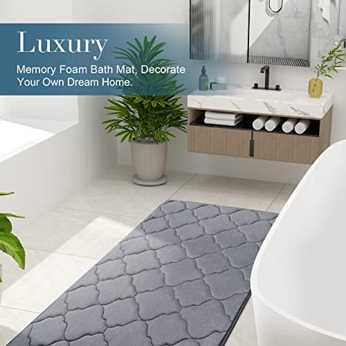 OLANLY Memory Foam Bath Mat Rug 44x24, Ultra Soft Bathroom Rugs, Dark Grey