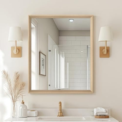 Oak Wood Effect Framed Wall Mirror, 30x36 Rectangle Mirror