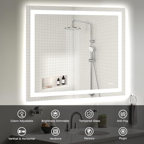 Hivone 40"X36" LED Bathroom Mirror with Lights, UL Listed