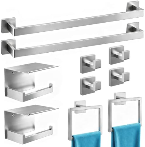 STWWO 10-Piece Bathroom Accessories Hardware Set Brushed Nickel