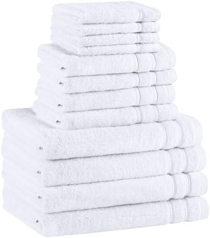 Comfort Spaces 12 Pc Towel Set, 100% Cotton Zero Twist, White
