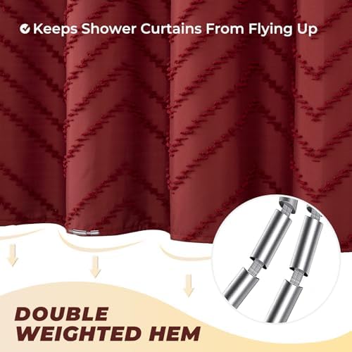 Burgundy Boho Fabric Shower Curtain 72 x 72 Inches