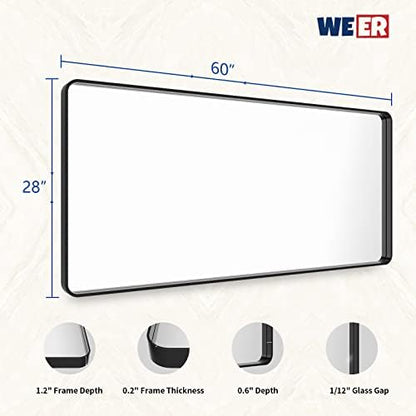 WEER Black Bathroom Vanity Mirror 60X28 Inch