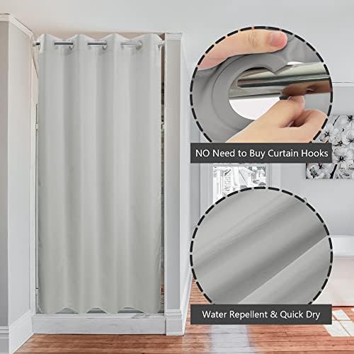 River Dream No Hook Stall Shower Curtain or Liner Microfiber Grey, 54x80