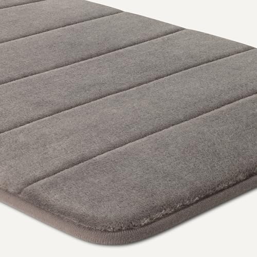 Amazon Basics Bath Mat for Bathroom, Absorbent Plush Memory Foam, Fast Dry Microfiber, Non-Slip, 17 x 24 Inches, Dark Gray