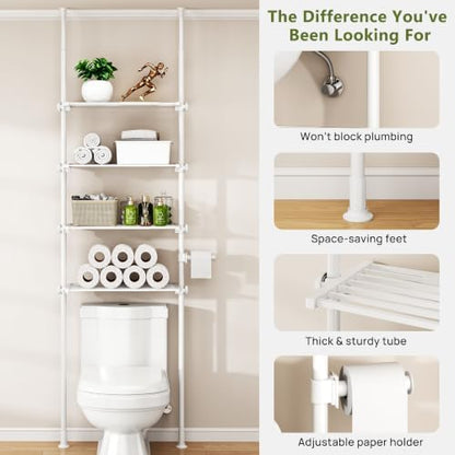 ALLZONE Tension Mount Over The Toilet Storage Shelf, No-Drill, Slim Design