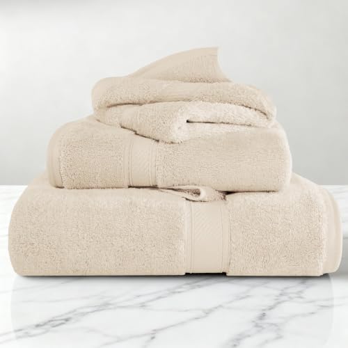 SUPERIOR Egyptian Cotton Ultra Plush & Absorbent, 3 Piece Set, Cream