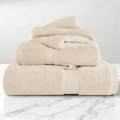 SUPERIOR Egyptian Cotton Ultra Plush & Absorbent, 3 Piece Set, Cream