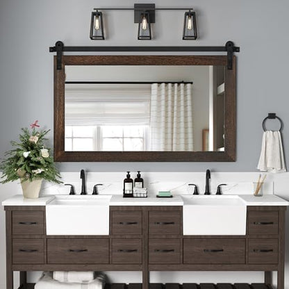 COGOOD Farmhouse Bathroom Mirrors for Over Sink - 30 x 41 Black Brown