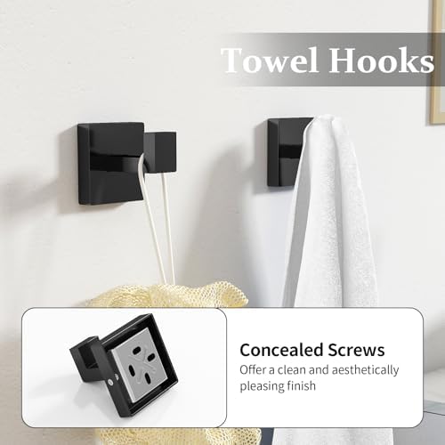 STWWO 10-Piece Matte Black Bathroom Hardware Accessories Set