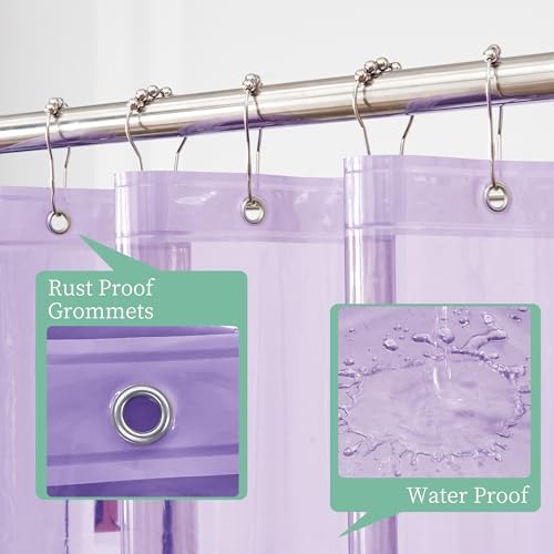 Mrs Awesome Clear Lavender Shower Curtain Liner with 3 Magnets, 72x72