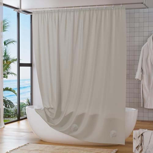Titanker Shower Curtain Liner 72x72 Tan Shower Liner Lightweight PEVA Shower Curtains for Bathroom, Waterproof Shower Liner with Magnets and Rustproof Grommet Holes