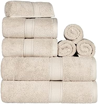 SUPERIOR Egyptian Cotton Ultra Plush & Absorbent, 8 Piece Set, Cream