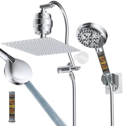 Hibbent All Metal Dual Filtered Rainfall High Pressure 12'' Shower Head