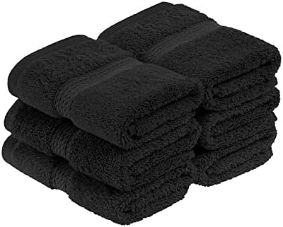 Superior Egyptian Cotton Plush & Absorbent, Face Towel Set of 6, Black