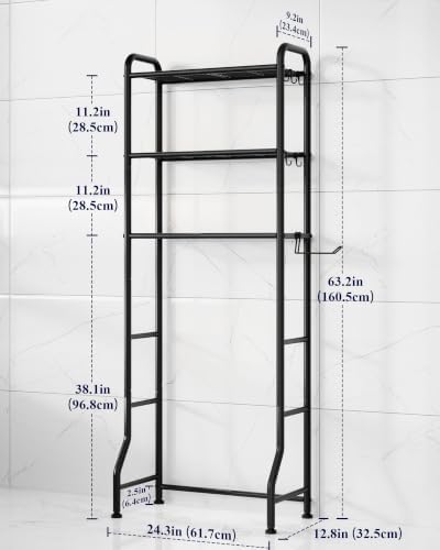 Kitsure Over Toilet Storage Rack, 63.2" H Space-Saving, Holder & Hooks
