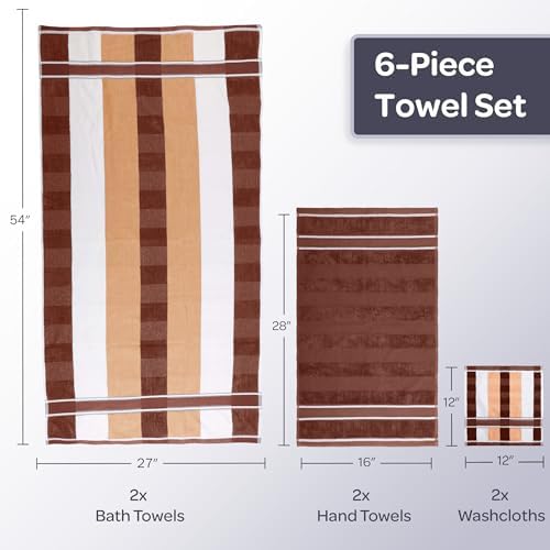 Lavish Home Bathroom Towels Set, Bathroom Accessories, Beige, Set of 6