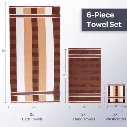 Lavish Home Bathroom Towels Set, Bathroom Accessories, Beige, Set of 6