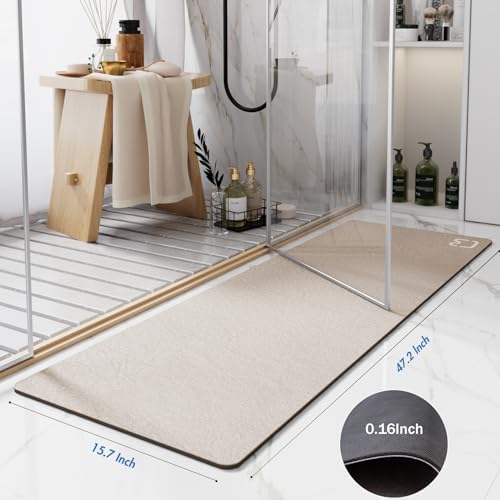 RUERYA Taupe Long Bathroom Rugs Large Stone Bath Mats for Bathroom,16"x47"
