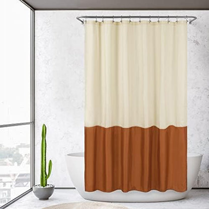 ALYVIA SPRING Waterproof Fabric Shower Curtain or Liner Cream/Orange, 72x72