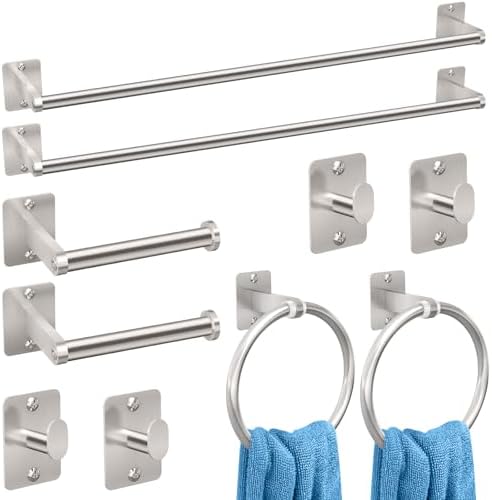 KLJKPA 10-Piece Brushed Nickel Bathroom Hardware Set, 24 inch Towel Bar