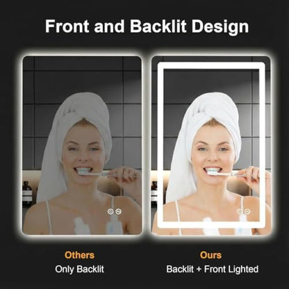 LED Bathroom Mirror with Lights, 20 x 30 Lighted Vanity Wall Mirror