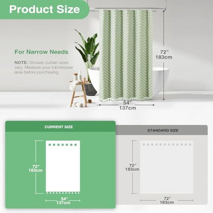 Dynamene Stall Boho Shower Curtain Tufted Chevron 54"x72" Sage Green