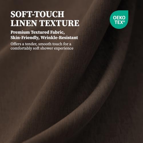 BTTN 84x72 Wide Linen Textured Waterproof Thick Cloth Shower Curtain, Brown