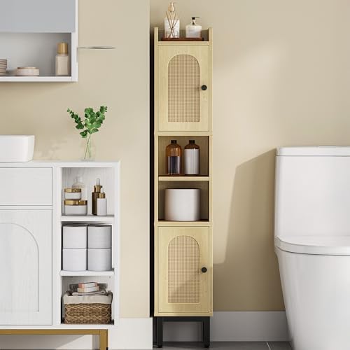 Hzuaneri Slim Bathroom Storage Cabinet, Narrow Bathroom Organizers,2 Doors
