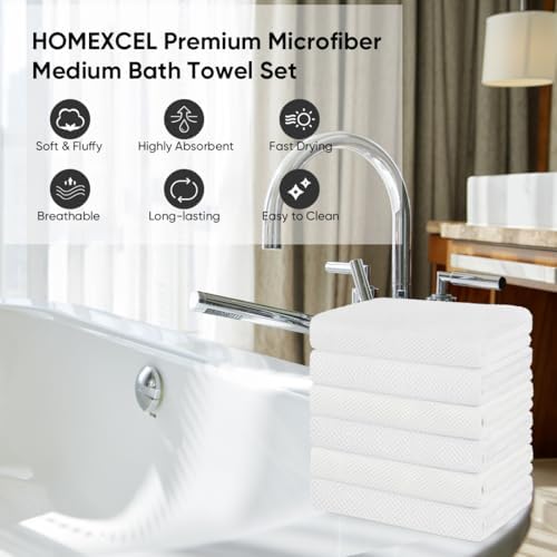 HOMEXCEL 6PK Bath Towel Set, 24x48 in, Absorbent&Quick Dry Towels for Hotel