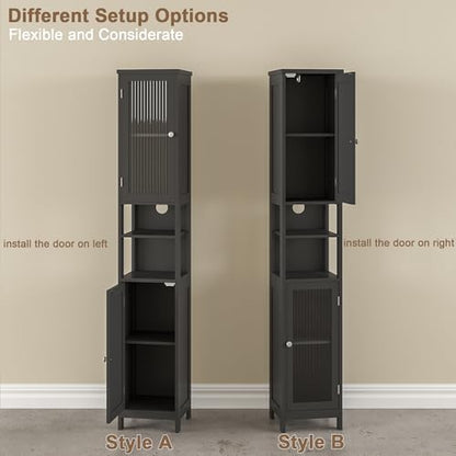 ChooChoo Narrow Bathroom Storage Cabinet with Light， Space Saving