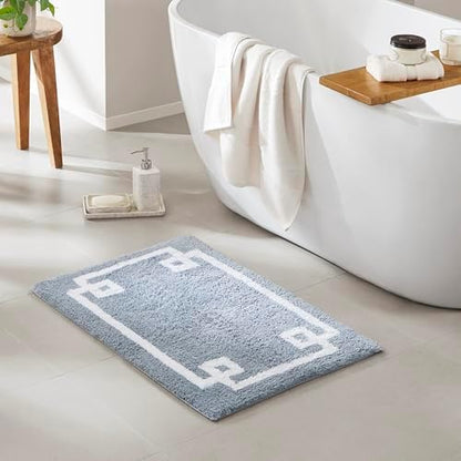 Madison Park Evan 100% Cotton Bath Rug Plush Absorbent, 20" x 30", Blue