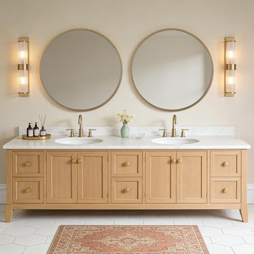 WallBeyond Round Wood Mirror, 36" Round Modern Decoration Large Circle Wall Mirror for Bathroom Living Room Bedroom Entryway, Natural