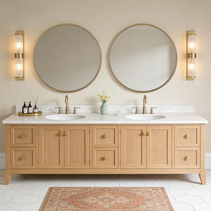 WallBeyond Round Wood Mirror, 36" Round Modern Decoration Large Circle Wall Mirror for Bathroom Living Room Bedroom Entryway, Natural