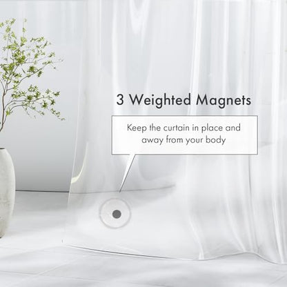 Amazer Plastic Shower Curtain Liner with Magnets, 72x72 Clear Shower Liner Medium Weight Waterproof Inside Shower Curtains Liner for Bathroom with Rustproof Grommet