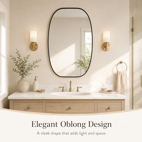 USHOWER Black Oval Bathroom Mirrors 24x36 Inch