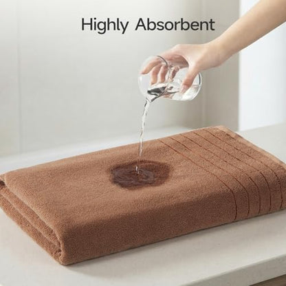 REDKISS 2 Pack Extra Large 35x70 Inch Cotton Bath Towels, Brown