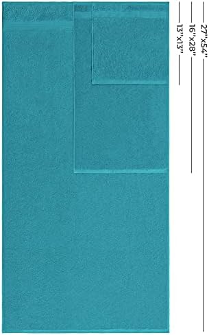 American Veteran Towel, 100% Cotton Turkish 6 Piece Towel Set Luxury Towels Set of 6 for Bathroom Essentials 2 Bath Towels 2 Hand Towels 2 Washcloths, Aqua Blue