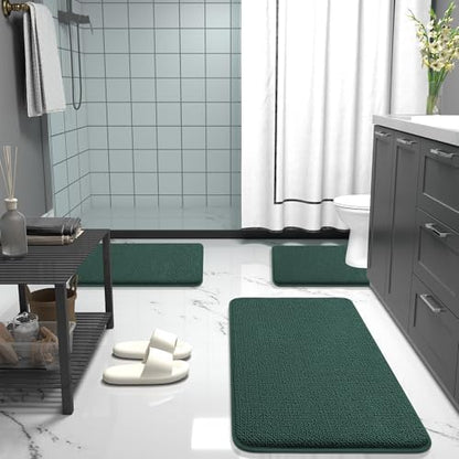 OLANLY Thick Memory Foam Bathroom Toilet Rug U-Shaped 24x20, Blackish Green