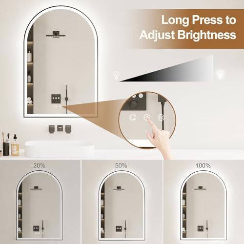 24"x36" Arched LED Lighted Bathroom Mirror with Lights