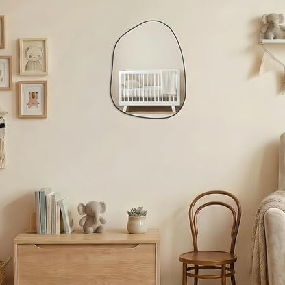 PERFNIQUE Irregular Wall Mirror Asymmetrical Mirror, 16''x12'' Small Black Mirror for Bathroom Bedroom Living Room Entryway, Decorative Modern Wall Decor, Wall Mounted (Black, 16''x12'')