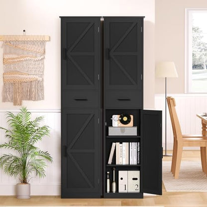 TEENFON Tall Bathroom Cabinet, Storage Cabinet with 6 Shelves & Drawer