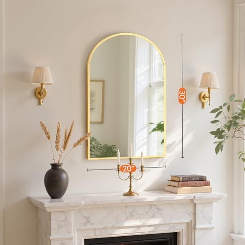 Sweetcrispy 22"x30" Arched Bathroom Mirror, Bathroom Mirrors for Over Sink