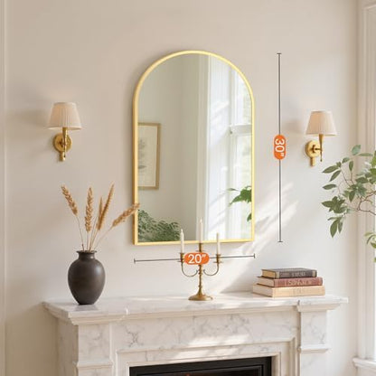Sweetcrispy 22"x30" Arched Bathroom Mirror, Bathroom Mirrors for Over Sink