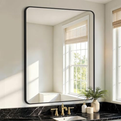 Vanity Bathroom Mirror, 40”x30” Black Bathroom Mirror for Over Sink