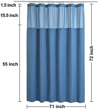 N&Y HOME Waffle Weave Shower Curtain with Snap Liner 71x72 Moonlight Blue